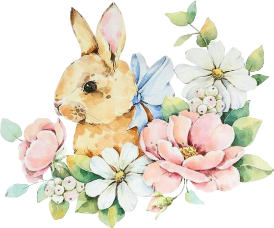 rabbit, pattern, watercolor flower 500 png download