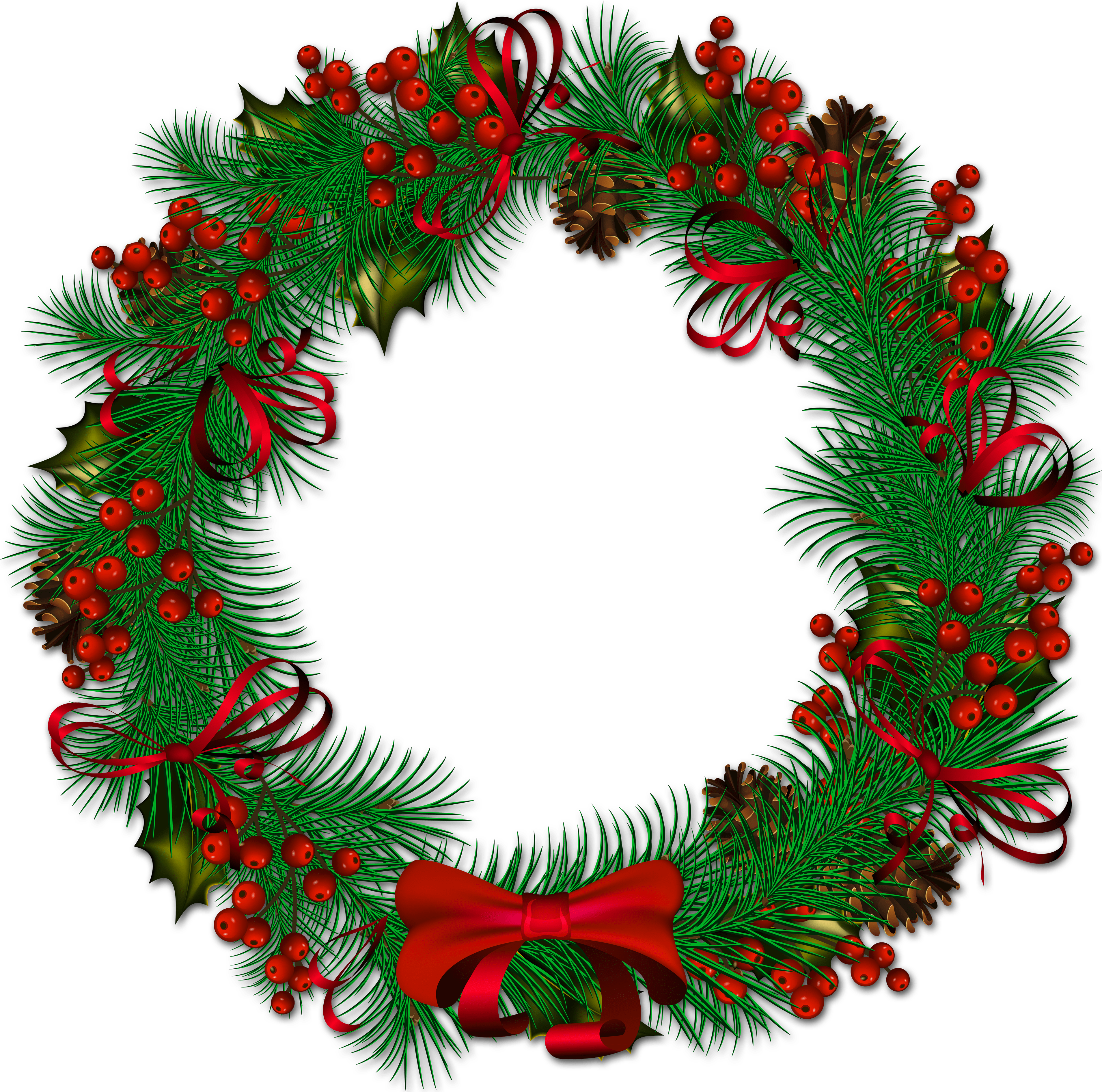 illustration, isolated, christmas wreath png images for photoshop