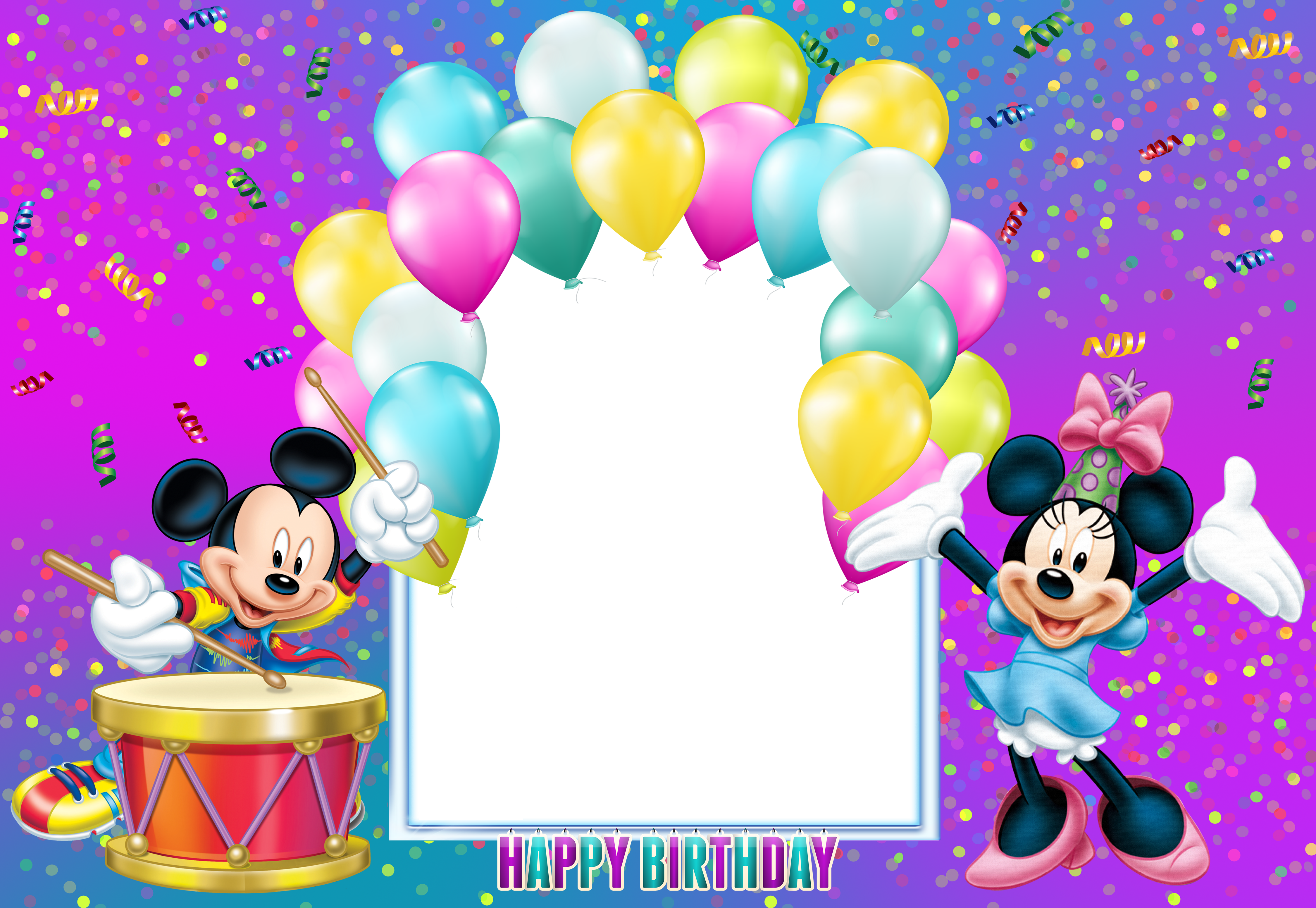 mickey mouse, happy birthday, border Transparent PNG Photoshop